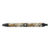 Motif Monogramme Rayures de Tigre Noir Orange