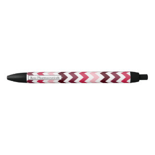 Stylo Noir Motif monogramme rose Chevron ZigZag personnalisé