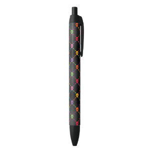 Stylo Noir Motif multicolore avec des crânes