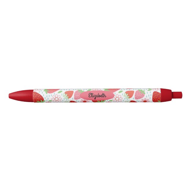 Stylo Noir Motif mûre Red Strawberry (Devant)