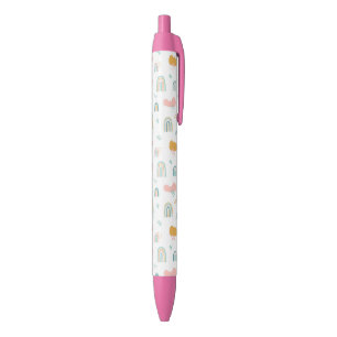 Stylo Noir Motif nuage Rainbow et pluie amusant