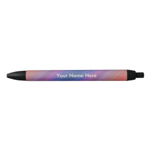 Stylo Noir Motif orange violet bleu avec nom