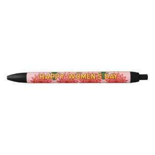 Stylo Noir Motif personnalisé de fleurs printanières pour la 