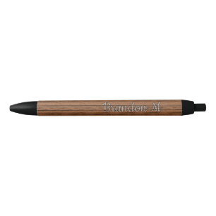 Stylo Noir Motif personnalisé de grain de bois brun