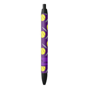 Stylo Noir Motif pourpre nommé personnalisé du base-ball