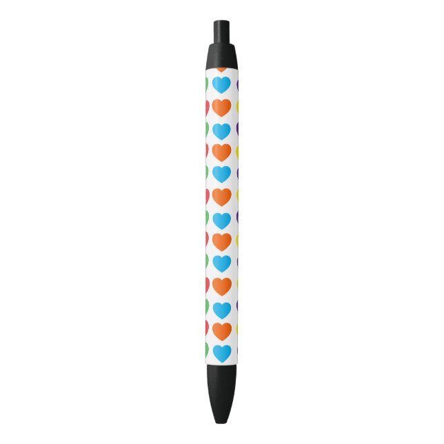 Stylo Noir Motif Rainbow Hearts (devant Vertical)
