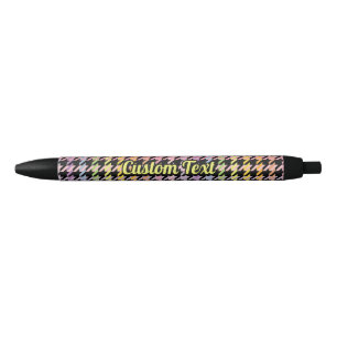 Stylo Noir Motif Rainbow Houndstooth