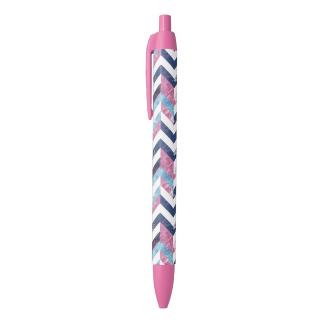 Stylo Noir Motif rose blanc bleu Zigzag Chevy (Haut (Vertical))