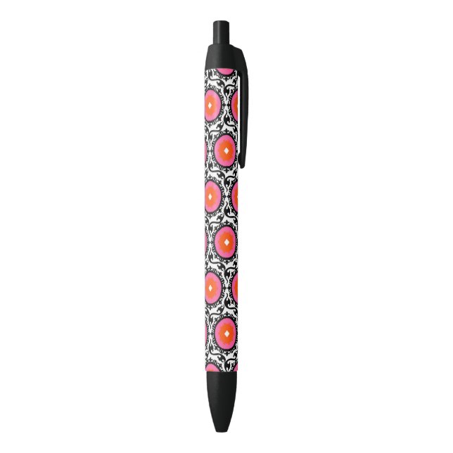 Stylo Noir Motif rose de Suzani (Bas (Vertical))