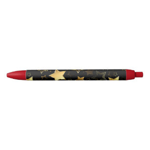 Stylo Noir Motif sans couture avec étoiles d'or