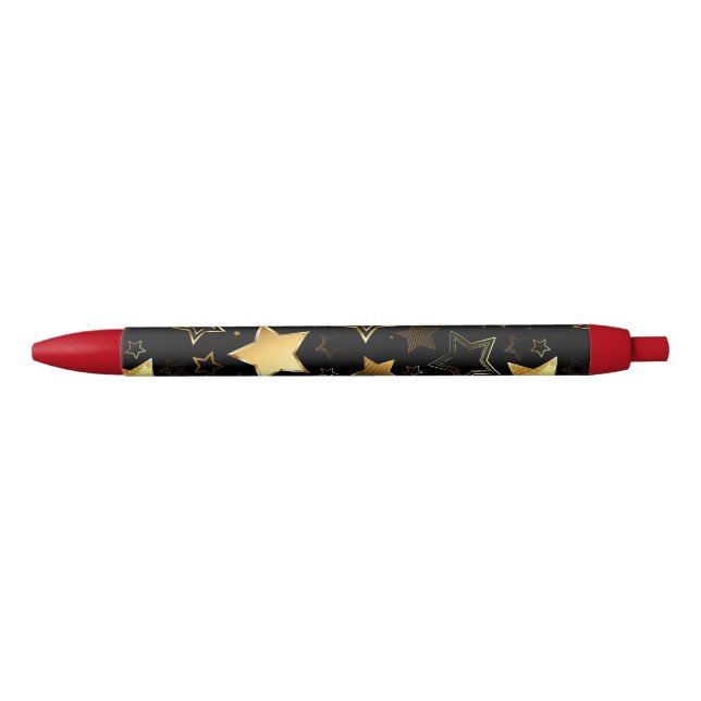 Stylo Noir Motif sans couture avec étoiles d'or (Devant)