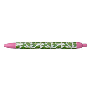 Stylo Noir Motif sans couture avec Feuilles de thé vert