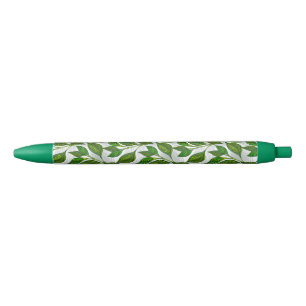 Stylo Noir Motif sans couture avec Feuilles de thé vert