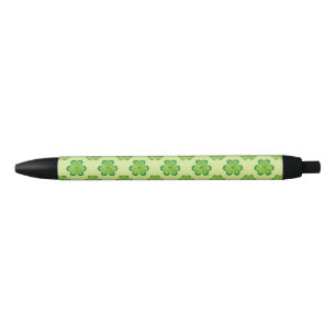 Stylo Noir Motif sans couture de trèfles chanceux irlandais