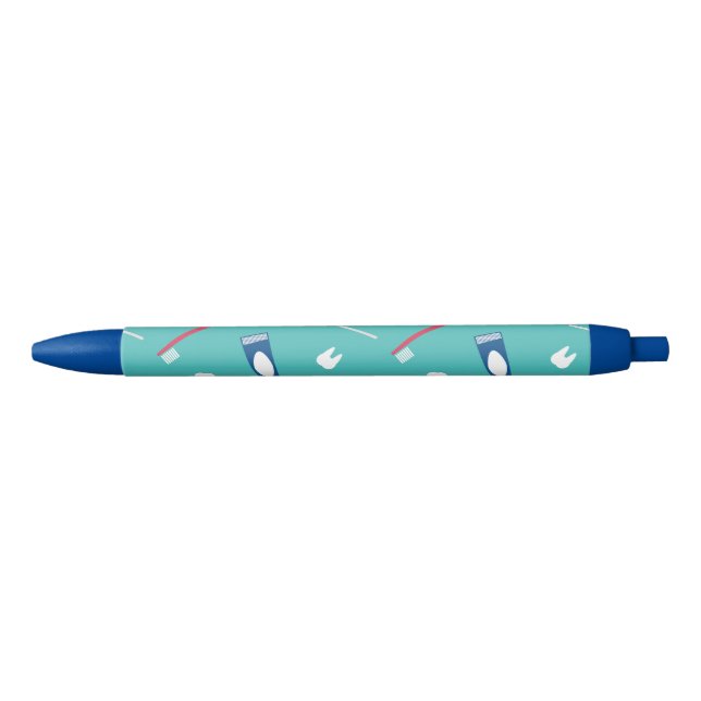 Stylo Noir Motif sans couture d'instruments de dentiste (Devant)