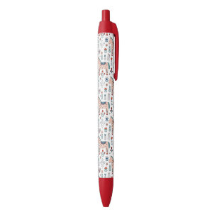 Stylo Noir Motif scandinave d'art populaire de cheval