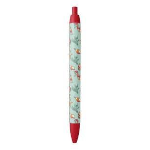 Stylo Noir Motif Seahorse et Seashell Turquoise