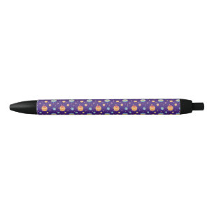 Stylo Noir Motif spatial coloré avec planètes, étoiles
