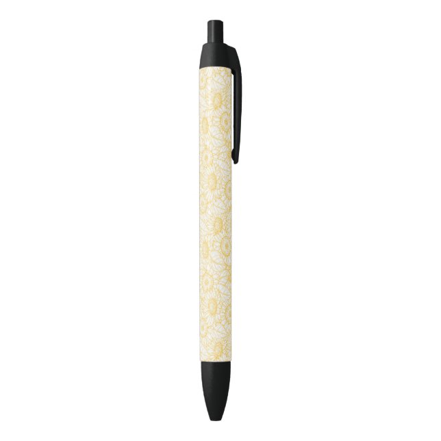 Stylo Noir Motif Sunny Sunflower (Bas (Vertical))
