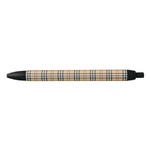 Stylo Noir Motif Tartan Écossais    