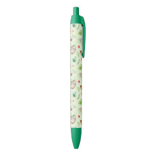 Stylo Noir Motif tropical de paresse de noix de coco