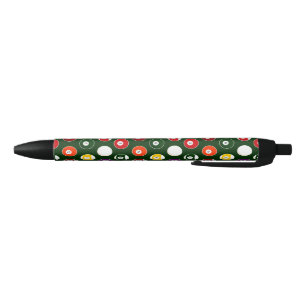 Stylo Noir Motif vert de billards de boule de piscine