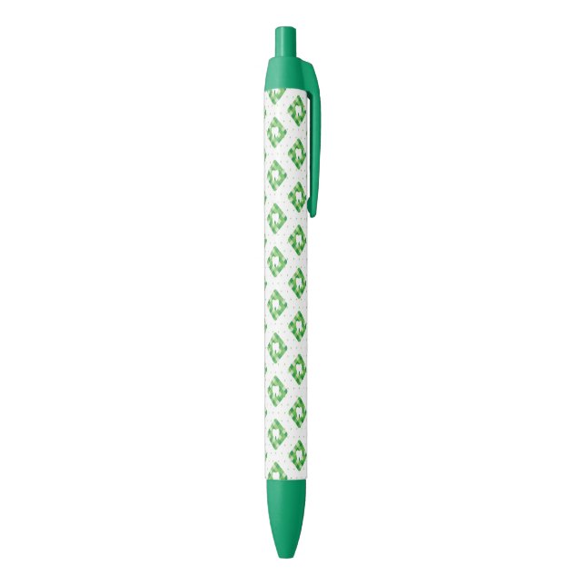 Stylo Noir Motif vert de dent de plaid (Bas (Vertical))