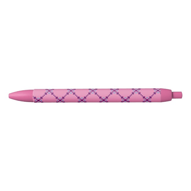 Stylo Noir Motif violet pipelé (Devant)