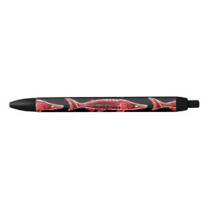 Stylo Noir nage d'esturgeon rouge
