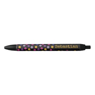 Stylo Noir Neon sur le pickleball noir, texte personnalisé