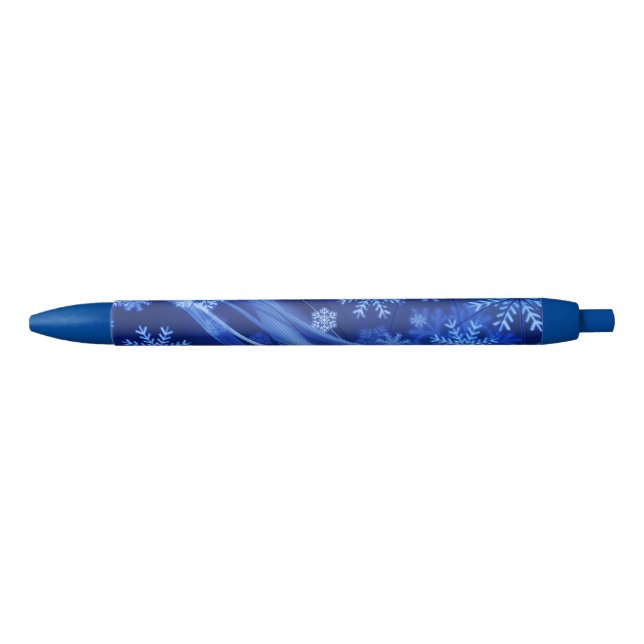 Stylo Noir Noël des Flèches de neige en hiver (Devant)