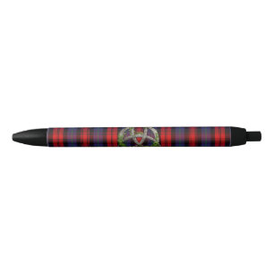 Stylo Noir Noeud de trinité et tartan celtiques de MacLachla