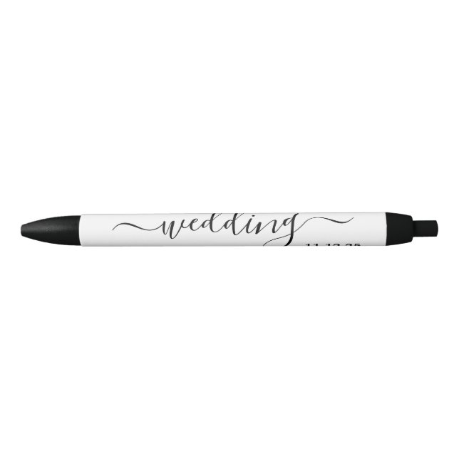 Stylo Noir Noir & Blanc Moderne Simple Script Wedding Faveur (Devant)