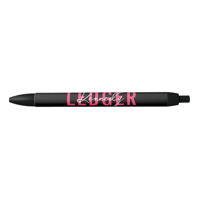 Stylo Noir Noir rose chaud Nom noir dans le script de signatu (Devant)