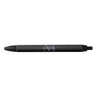 Noir violet violet Monogramme élégant Nom du scrip