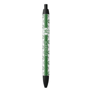 Stylo Noir nom d'athlète personnalisé vert gris volleyballs