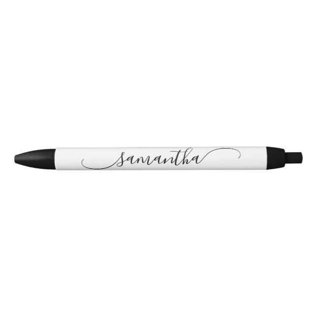Stylo Noir Nom de la signature de lessive incurvée blanche (Devant)