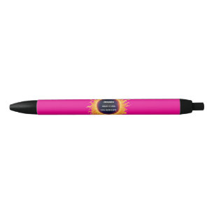 Stylo Noir Nom de l'éclipse solaire totale aquarelle rose gra