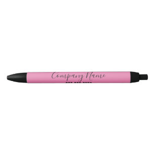 Stylo Noir Nom de l'entreprise et téléphone rose noir élégant