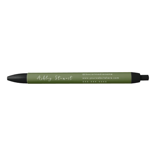 Stylo Noir Nom de marque de script promotionnel moderne Moss  (Devant)