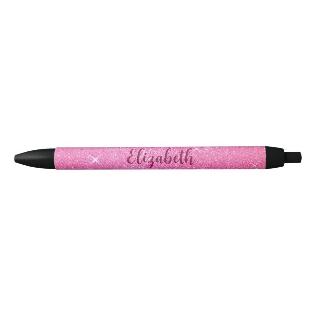 Stylo Noir Nom de modèle personnalisé Texte Regard de paillet (Devant)
