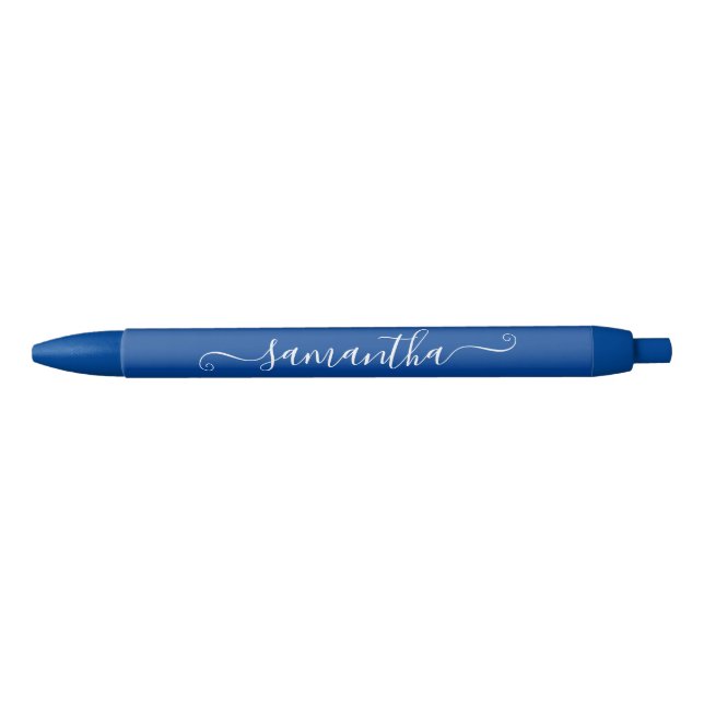 Stylo Noir Nom de signature blanc et bleu profond (Devant)