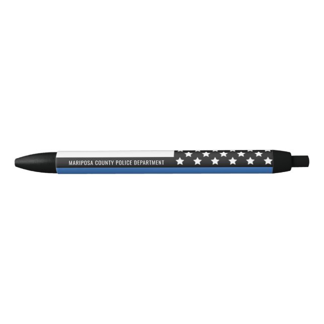 Stylo Noir Nom du service de police personnalisable Ligne Ble (Devant)