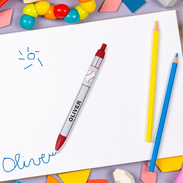 Stylo Noir Nom du sport de base-ball (Créateur téléchargé)