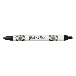 Stylo Noir Nom floral noir élégant