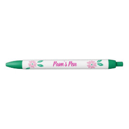 Stylo Noir Nom floral rose moderne