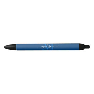 Stylo Noir Nom Girly de manuscrit de monogramme blanc moderne