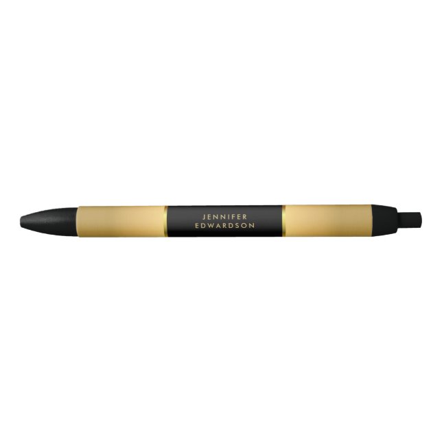 Stylo Noir Nom monographique professionnel en or noir moderne (Devant)