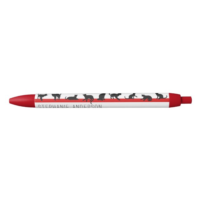 Stylo Noir Nom personnalisé blanc et noir mignon pour l'Amour (Devant)