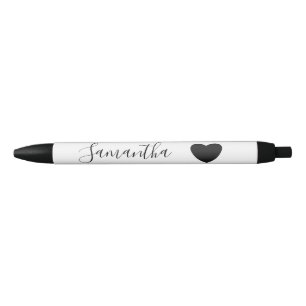 Stylo Noir Nom personnalisé du coeur noir